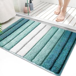 SiliPacks Bathroom Rugs 20"x32" Non-Slip Microfiber Carpet, Machine Washable Quick Dry Bath Mats for Bathroom, Bedroom and Kithchen -Turquoise (1'8" x 2'8" (Oblong))