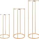 Lykvrii Cylinder Pedestal Stand for Party Metal 3pcs, Cilindros Para Decoraciones De Fiestas, Round Cake Pedestal Tables for Wedding Display, Ecent Decor, Floral Plant, Birthday Backdrop- Gold