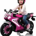 Kid Trax 6V Glow Electric Toddler Kids Motorcycle - Toddler Bike, Indoor/Outdoor Toys, Durable, LED Headlights and Body Light, Realistc Sounds, Kids Ride On Toys, Max Weight 65lbs, Ages 3+, Pink