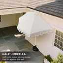 JONATHAN Y Terrace 9 ft. Scalloped Half Patio Umbrella, Cream | Crank Lift, Push Button Tilt, Aluminum Pole, UV Resistant Polyester Canvas, Coastal Style, Space Saving