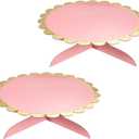 Uxcell 2 Pcs 1-Tier Cardboard Cake Stand Holder, 13 Inch Round Cupcake Stand Cup Cake Display Dessert Holder for Wedding Birthday Party Anniversary DIY Dessert Decoration, Rose Red