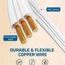 DEWENWILS 6FT Flat Plug Extension Cord, 3 Prong Ultra Thin Power Strip, 360 Rotating Plug, 13A/125V/1625W, 16 Awg Grounded Flat Power Cable for Indoor Narrow Space, SPT-3, ETL Listed, White