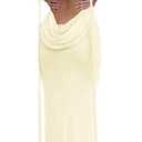 Womens Summer Backless Bodycon Dress Halter Cowl Neck Slip Spaghetti Strap Sexy Cocktail Party Maxi Dresses (Apricot) XS