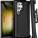 MOTIVE Designed for Samsung Galaxy S23 Ultra Case with Belt Clip, Military Grade Quad-Layer Rugged Phone Case - Black, Heavy Duty s23 Ultra Protective Case 6.8" | Black