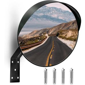 24-Inch Convex Security Corner Mirror - Adjustable Fixing Bracket, Wide Angle, Indoor and Outdoor Use - Ideal for Major Warehouse, Industrial Areas, Large Parking Lots, Alleys and Driveways