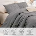 Masaca Grey Oversized King Comforter Set 128x120,Ruched Ruffle Comforter Extra Large King Size Bedding,Shabby Boho Chic Farmhouse Bedding 3PCS (1 Gray Comforter+2 Pillow Shams)