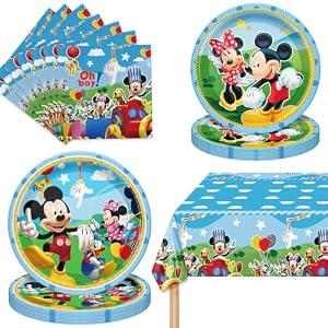 3 x 
Mickey Party Supplies 41Pack include 20 plates, 20 napkins 1 tablecloth for Mickey birthday party Decoration