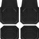 PIC AUTO Heavy Duty Rubber Floor Mats, Black Aluminum Film Car Mats Set, Front and Rear Car Mats with Anti-Slip Backing, All Weather Protection, Trim-to-Fit for Automotive SUV, Sedan, Van
