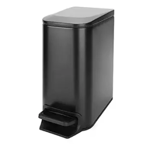 Cesun Small Bathroom Trash Can with Lid Soft Close, 6L/1.6 Gallon Stainless Steel Slim Garbage Can with Foot Pedal and Removable Inner Bucket, Slim Wastebasket for Bathroom, Office, Toilet (Black)