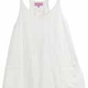 Simply Southern Women's Tara Dress with Racerback, Front Patch Pockets, Inside Romper (White, M)