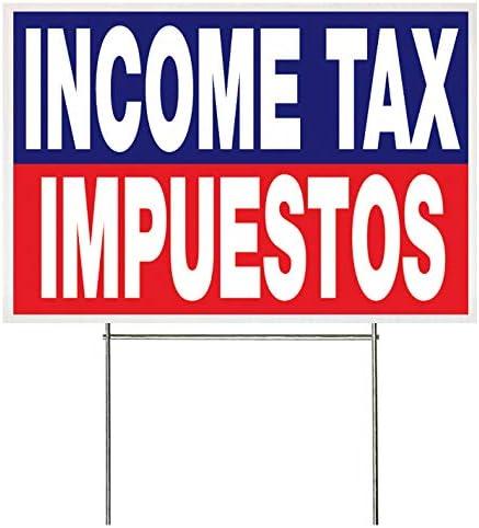 4Less Co 18x12 Inch Income Tax IMPUESTOS Yard Sign with Stake brb1s