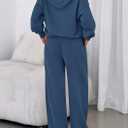 PRETTYGARDEN Womens Sweatsuits 2 Piece Set 2025 Casual Winter Long Sleeve Hoodie Loose Wide Leg Sweatpants Fall Tracksuit (X-Large, Grey Blue)