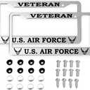 2Pcs for U.S. Air Force License Plate Frames  Silver Aluminum License Plate for Veteran United States Air Force Veteran USAF License Plate Holder