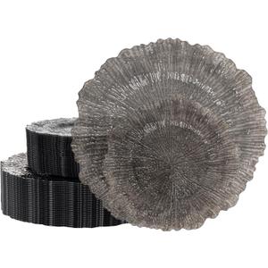 U-QE 60PCS Clear Black Plastic Plates, Heavy Duty Black Disposable Plates Including 30PCS 10'' Dinner & 30PCS 7'' Dessert Plates -Hard Plastic Platos for Party & Wedding & Birthday