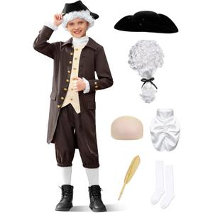 BesserBay 8 Pieces Boys Colonial Outfits 18th Century American Set 14 Years