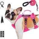 Escape Proof Dog Harness for Large Medium Sized Dogs Six Point Adjustable, Service Dog Vest Harness and Leash Set, No Pull Dogs Harnesses with Handle, Medium Dog Harnesses for Walking(Pink, S)