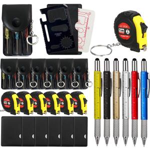 30 Pcs Mini Tape Measure Screwdriver Keychain Set – Multitool with Credit Card Tool and Pen, Bulk Gifts for Adults, Christmas Party Favors, Employee Coworkers Gifts Father's Gifts