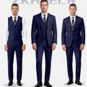 Men's 3 Piece Slim Fit Suit Set, Two Button Blazer Solid Jacket Vest Pants Wedding Business Suit (Blue, 5XL)