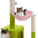 MUTTROS Flower Cat Tree with Large Metal Frame Hammock, 35" Cute Cat Tower with Sisal Scratching Posts for Small Indoor Cats, Cat Condo with Pink Top Perch for Kittens, Pink
