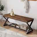 LVB Rustic Entryway Bench, 47 Shoe Bench with Storage for Entry Way, Industrial Shoe Rack Bench with Seating for Foyer Entrance, Farmhouse Wood Bench for Hallway Living Room Bedroom, Rustic Brown