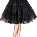 1950s Vintage Knee Length Crinoline Petticoats For Women Tulle skirts for under dresses 50s Clothing (Small-Medium, Black)