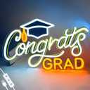 SELICOR Congrats Grad Neon Sign with Cap - 16.5" x 10", Adjustable LED Light Up Sign for Prom Party, Photos, Class of 2025 Celebrations, Graduation Gift for Dorm Backdrop Room Decor