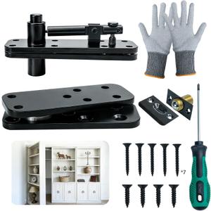 Hidden Pivot Door Hinge: Secret Bookcase Door Heavy Duty Invisible Hardware, Silent 360 Rotation Concealed Hardware, 570 LBS Load Capacity, Thickened Alloy Steel Pivot Hinge Kit for Bookshelf