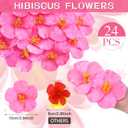 Hotop 24 Pcs Artificial Hibiscus Flowers Pink Hawaiian Fake Flowers Faux Tropical Hibiscus Decoration for Luau Summer Party Decor DIY Crafts Cake Favors Supplies Table Centerpieces