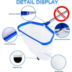 17.5" Heavy Duty Pool Skimmer Net - Extra Wide Aluminum Frame, Ultra-Fine Mesh Deep Bag for Leaves, Sand, Pollen - Above & In-Ground Pool Cleaning Tool (No Pole)