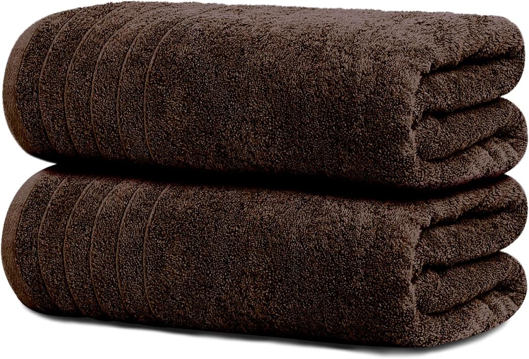 Tens Towels Pack of 2 Extra Large Bath Sheets 35 x 70 Inches, 100% Cotton, Larger & Lighter Weight, Quicker to Dry, Super Soft & Absorbent, Oversized Bath Towels, Brown