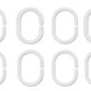 12 pcs Shower Curtain Rings Plastic Shower Curtain Hooks C-Shaped Rings Hook Hanger Bath Drape Loop Clip Glide for Bathroom Shower Window Rod(White)