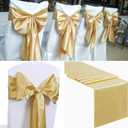 100 PCS Satin Chair Sashes Decorative Bow Chair Sashe Ties Chair Ribbon Bows Chair Cover Band for Wedding Birthday Party Ceremony Reception Hotel Events Banquet Home Kitchen Decor(7x108inch,Champagne)