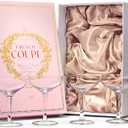 GLASSIQUE CADEAU French Small Vintage Champagne Coupe Glasses | Set of 4 | 6 oz Crystal Classic Cocktail Glassware - Martini, Sidecar, Daiquiri | Retro Saucers for Bar Drinks