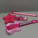 Guitar and Microphone Play Set for Girls,Karaoke Machine with Music&Light,Microphone Toys with Stand,Adjustable Height Guitar Toys for Kids,Toddlers,Child(Red)