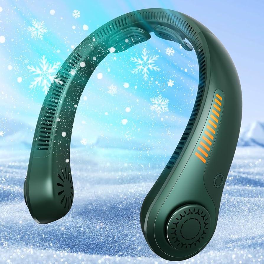 Portable Neck Fan - Rechargeable Personal Fan with Neck Support, 5-Speed Quiet Lightweight Long Lasting Neck Fan, Battery Operated Full Surround Cooling for Travel, Birthday Gifts for Men Women (Forest Green)