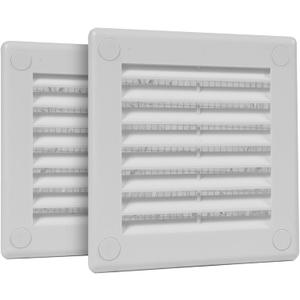 2-Pack 4" x 4" (Outer Size) Square Air Vent Cover  White Plastic Vent Deflector - Screen Mesh, Surface Mount Wall Ceiling  Cold Air Return Soffit Air Vent Cover - Register Indoor Outdoor