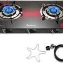 Propane Stove 2 Burner Gas Stove, 28800 BTU High-Efficiency Auto Ignition Tempered Glass LPG Cooktop with CSA Regulator and Hose  for Outdoor Camping, RV, and Emergency Cooking