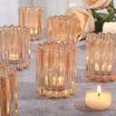 6pcs Votive Candle Holder, Gold Glass Large Candle Holders, Tealight Candle Holder for Fall Wedding Centerpieces Dinner Party Table Decor