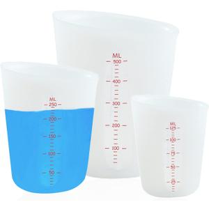 3 PCS Silicone Flexible Measuring Cups,Melting Cups for Epoxy Resin,Butter,Chocolate and More,2 Cup&1 Cup&1/2 Cup,Squeeze and Pour Silicone Measuring Cup with Marking Ounce/ML
