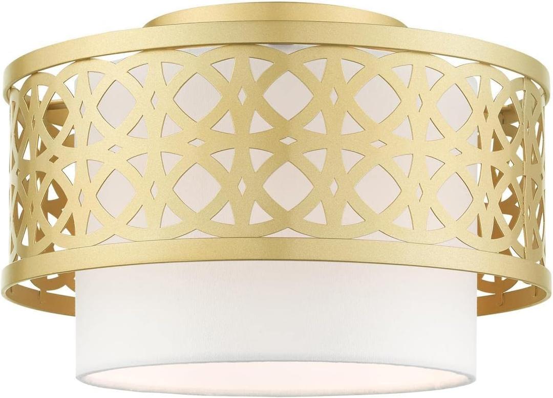 Livex Lighting 1 Light Soft Gold Semi Flush , 12 x 12 x 7.75