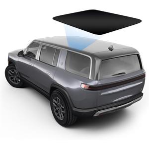 PACEWALKER Glass Foldable Roof Sunshade Heat Insulation Top Window Sun Shield Covers Block UV Rays Compatible with 2022-2025 Rivian R1S Accessories(Front Black)
