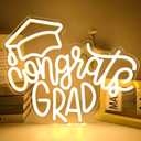 Congrats Grad Neon Sign Graduation Cap Neon Led Sign Dimmable Congrats Neon Sign for Wall Decor Graduation Party Neon Light Sign for Class Room Party Room Dorm Backdrop Celebration Gifts