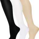 FuelMeFoot 3 Pack Copper Compression Socks - Compression Socks Women & Men Circulation - Best for Medical,Running,Athletic (Small-Medium, 041 Assort-black/White/Nude)