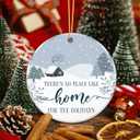 3 x Family Home Ornament - Theres No Place Like Home for The Holidays  Winter Cabin Ceramic Christmas Ornament  Family Holiday Keepsake, Rustic Farmhouse Tree Decoration, Housewarming
