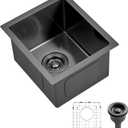 13x15x9 Inch Undermount Kitchen Sink, T304 16-Gauge Stainless Steel Single Bowl, Soundproof Brushed Finish, for Kitchen Bar & RV, Includes Drain & Grid
