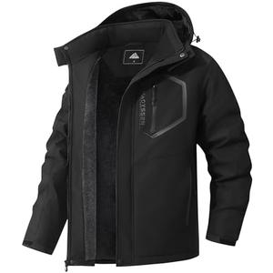 MAOYSSEN Men's Mountain Ski Jacket Winter Snow Coats Waterproof Warm Fleece Lining Jacket Parka with Hooded, XXL