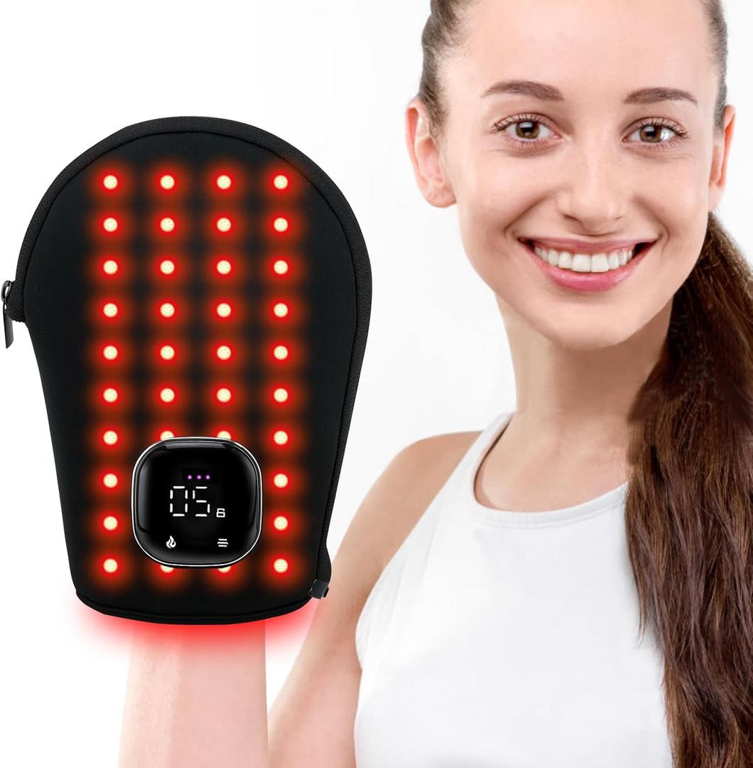 Red Light Therapy for Hand Pain Relief with 660nm & 850nm Infrared Light, 5 Modes, Timer, Cordless Rechargeable LED Near Infrared Light Therapy Gloves Device for Arm/Forearm/Finger/Wrist Joint