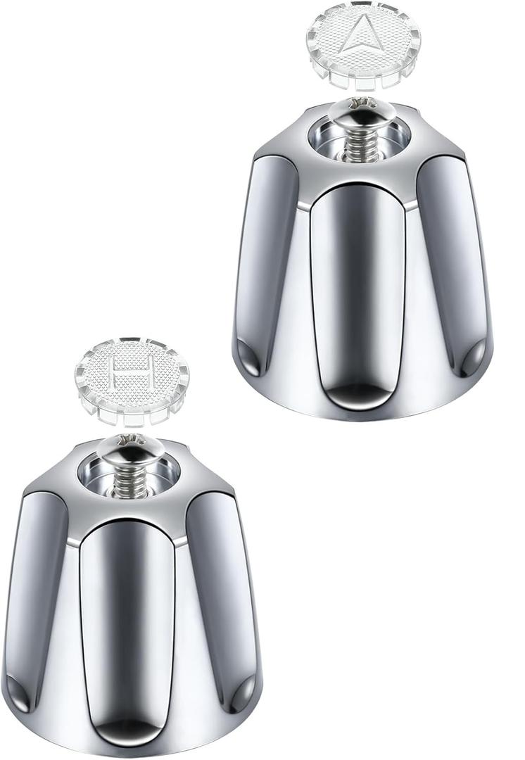Dreyoo 2 Piece Metal Shower Knob Replacement Compatible with Price/Pfister Verve Tub Shower, Bathtub Faucet Handle Remodel Trim Kit(Polished Chrome)