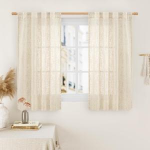 Natural Linens Curtains, 48" x 64", Beige