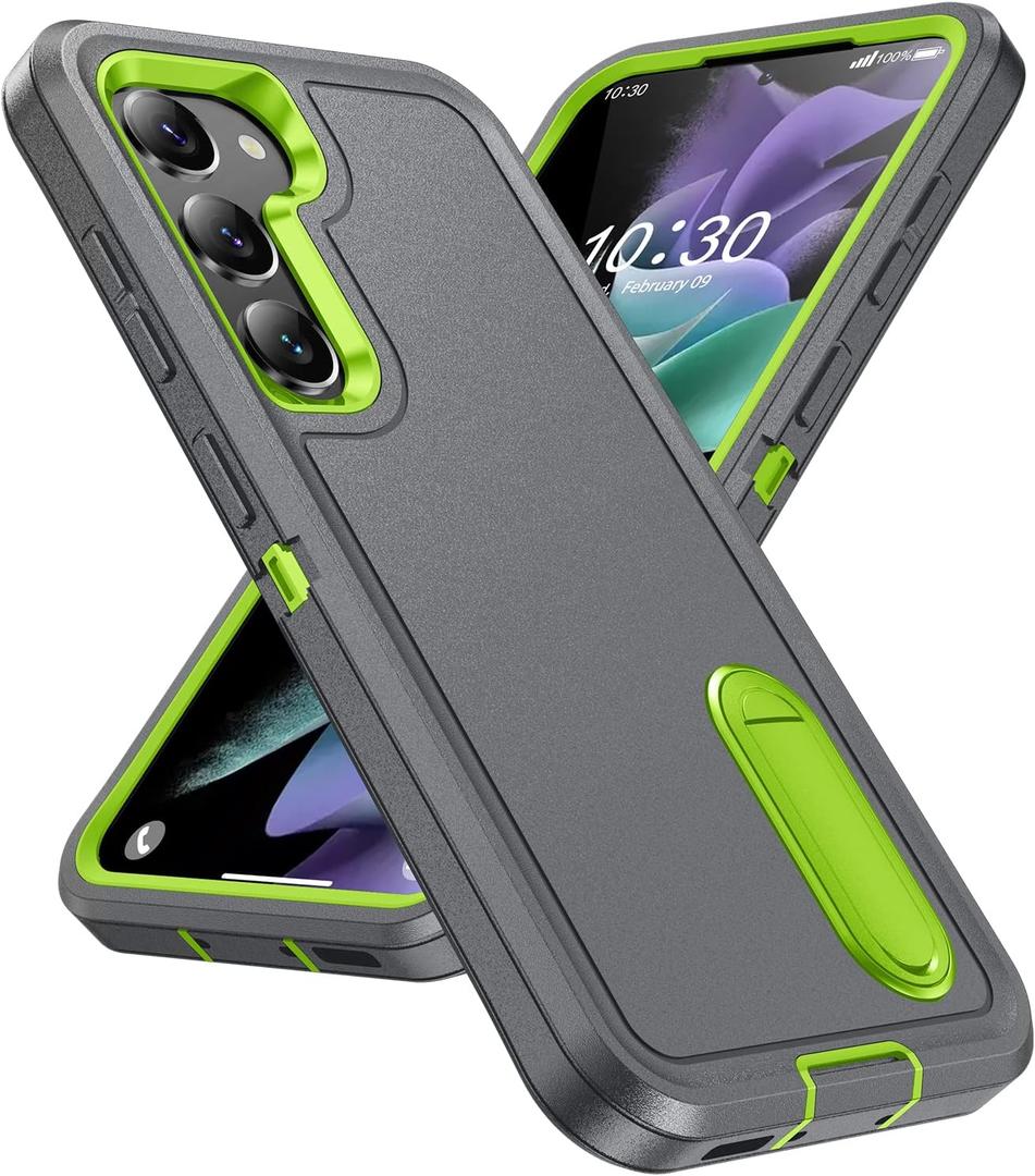 Fucozan for Samsung Galaxy S23 Plus Case with Kickstand Case 3-Layer Military Grade Protective Case Cover Silicone Rugged Shockproof for Galaxy S23 Plus S23+ Phone Case (Gray+Green)